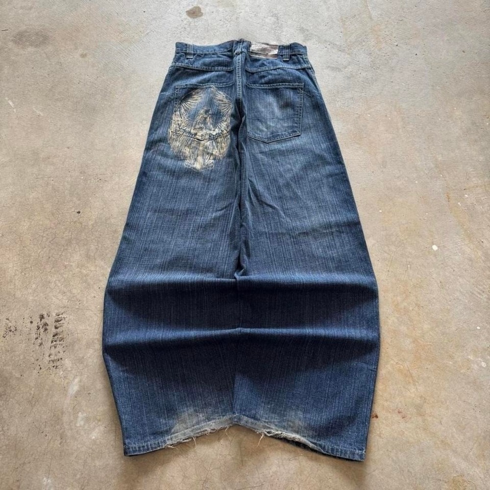 Baggy Evolution Faded Denim Wide Leg Southpole Styl Y2K Vintage Jeans 38x32